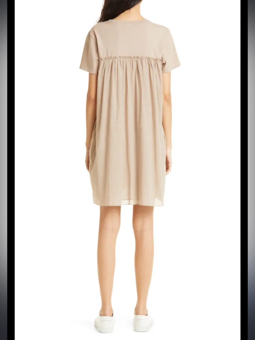 ATM Nordstrom Babydoll Short Sleeve Dress Large neutral pockets cotton - Picture 3 of 7
